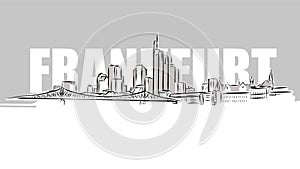 Frankfurt Main Skyline Panorama Sketch