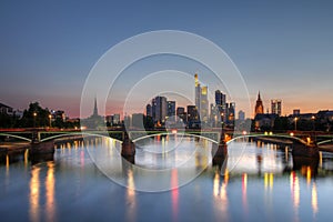 Frankfurt am Main skyline at twilight, Germany