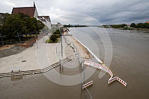 FRANKFURT (ODER), GERMANY - Sep 26, 2024: The Oder river floods in Germany and Poland