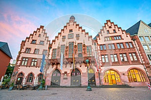 Frankfurt Old town square romerberg at twilight