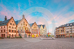 Frankfurt Old town square romerberg at twilight