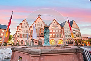 Frankfurt Old town square romerberg at twilight