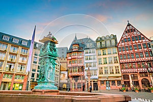 Frankfurt Old town square romerberg at twilight