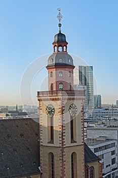 Frankfurt Saint Catherine Protestant Church tower aerial view