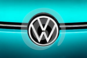 New Volkswagen VW logo for electric cars at IAA Frankfurt Motor Show