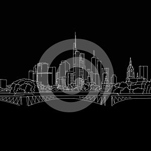 Frankfurt skyline drawing. Black and white illustration