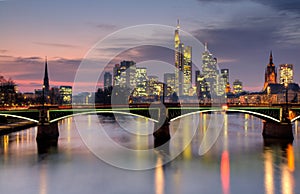 Frankfurt skyline at dusk in HDR photo