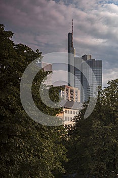 Frankfurt skyline from Holbeinsteg bridge