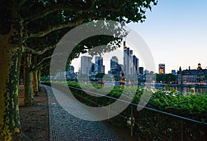 Frankfurt skyscrapers and river panorama