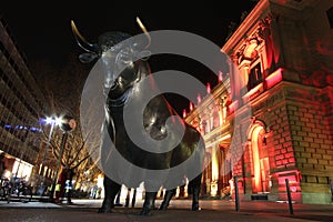 Frankfurt Stock Exchange at night photo