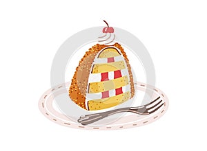 Frankfurter kranz crown sponge cake from germany.Vector illustration