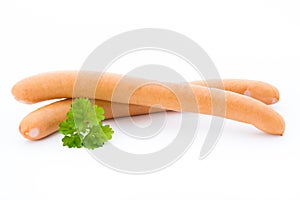 Frankfurter sausage isolated on white background.