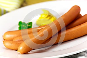 Frankfurter Sausage with mustard,parsley photo