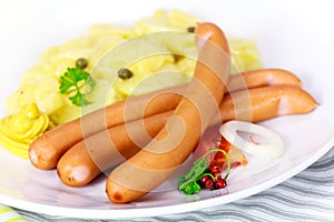 Frankfurter Sausage with mustard,potato