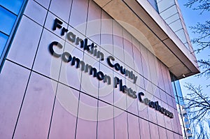 The Franklin County Court of Common Pleas, Sign, Columbus Ohio USA 2023