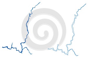 Franklin D. Roosevelt Lake (United States of America, Washington state) map vector illustration, photo