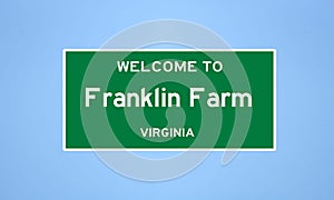 Franklin Farm, Virginia city limit sign. Town sign from the USA