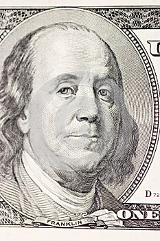 Franklin portrait on one hundred american dollar