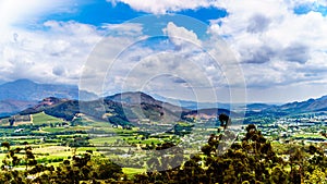 Franschhoek Valley in the Western Cape province of South Africa with its many vineyards that are part of the Cape Winelands