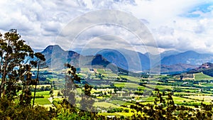 Franschhoek Valley in the Western Cape province of South Africa with its many vineyards that are part of the Cape Winelands
