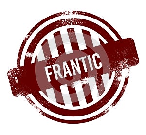 Frantic - red round grunge button, stamp