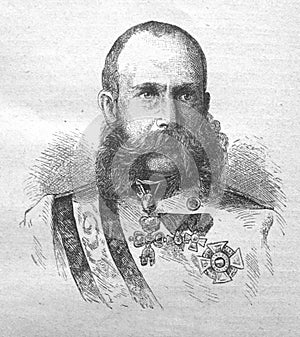 Franz Joseph King I of Hungary in the old book The Essays in Newest History, by I.I. Grigorovich, 1883, St. Petersburg