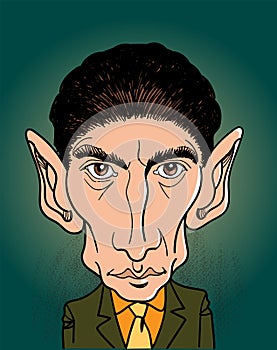 Franz Kafka cartoon portrait, vector