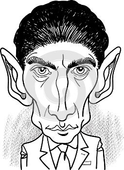 Franz Kafka Cartoon portrait. Vector