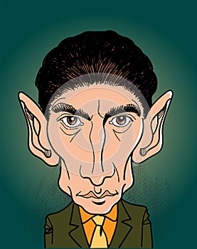 Franz Kafka cartoon portrait, vector photo