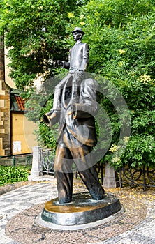 Franz Kafka Monument on Prague in Czech Republic.