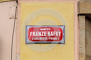 Franz Kafka Road Sign in Prague, Czech Republic