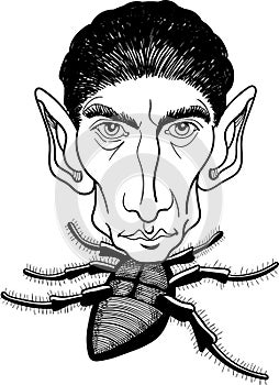 Franz Kafka, samsa caricatures, vector