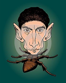 Franz Kafka, samsa caricatures, vector