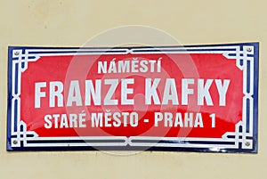 Franz Kafka Street Sign - Prague, Czech Republic photo