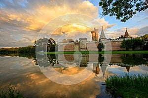 The Franzensburg in the Laxenburg Palace Park at sunset photo