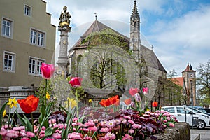 Franziskanerkirche and old town in Rothenburg ob der Tauber, Germany