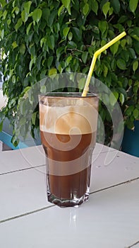 Frape black coffee on the table