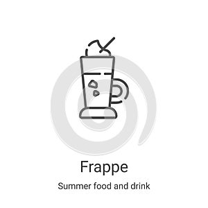 frappe icon vector from summer food and drink collection. Thin line frappe outline icon vector illustration. Linear symbol for use