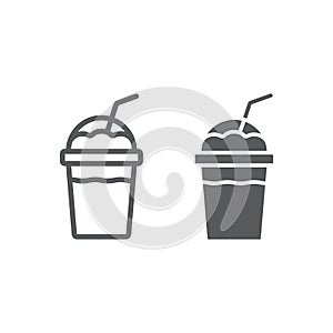Frappe line and glyph icon, coffee and cafe photo