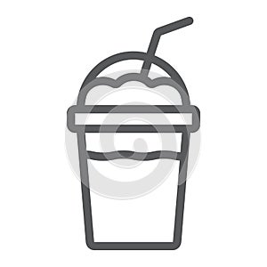 Frappe line icon, coffee and cafe, cream coffee photo