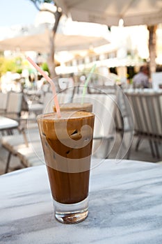 Frappes on a cafe table photo