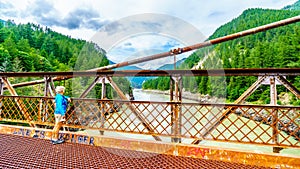 The Fraser River at the Second Alexandra Bridge along the Trans Canada Highway in British Columbia Canada photo
