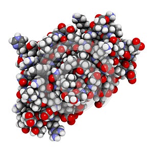 Frataxin (human) mitochondrial protein. Reduced expression causes Friedreich\'s ataxia. 3D illustration photo