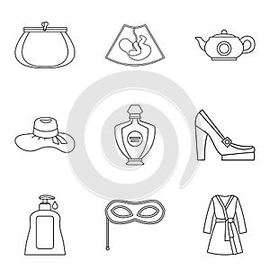 Frau icons set, outline style photo