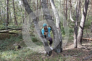 Frau mit Pilze im Otternhagener Moor.