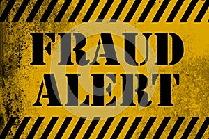 Fraud Alert sign yellow with stripes