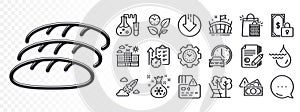 Fraud, Hydroelectricity and Santa sack line icons for web app. Pictogram icon. Glare of light icons. Vector photo
