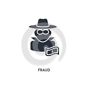Fraud icon. simple element illustration. isolated trendy filled fraud icon on white background. can be used for web, mobile, ui