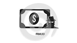 Fraud Icon. Vector isolated black and white simple