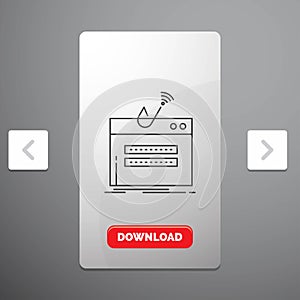 fraud, internet, login, password, theft Line Icon in Carousal Pagination Slider Design & Red Download Button